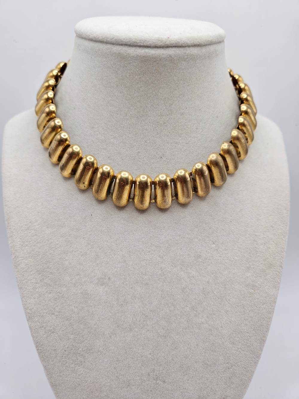 VINTAGE MCM Copper Gold Tone Articulated Link Choker Necklace